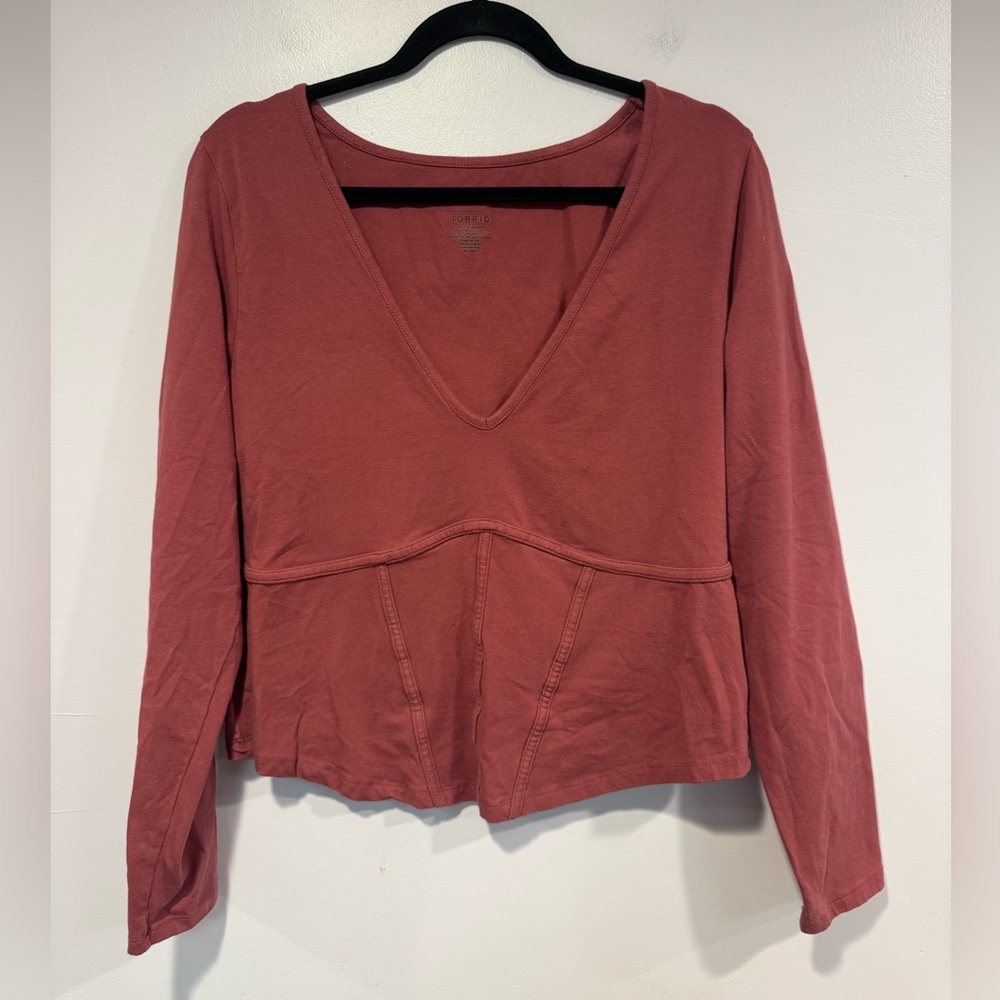 Red Torrid corset style longsleeve‎ shirt